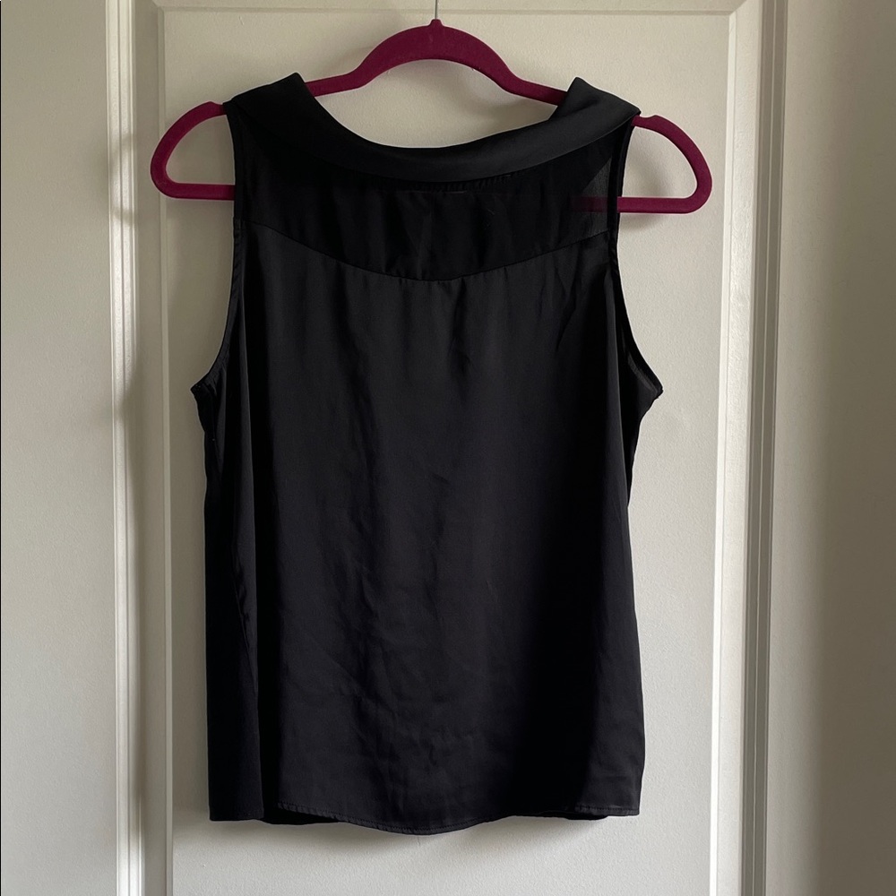 The Limited Black Sleeveless tank top blouse with sheer neckline collar